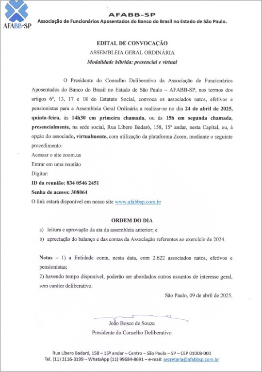 CONVOCAÇÃO AGO