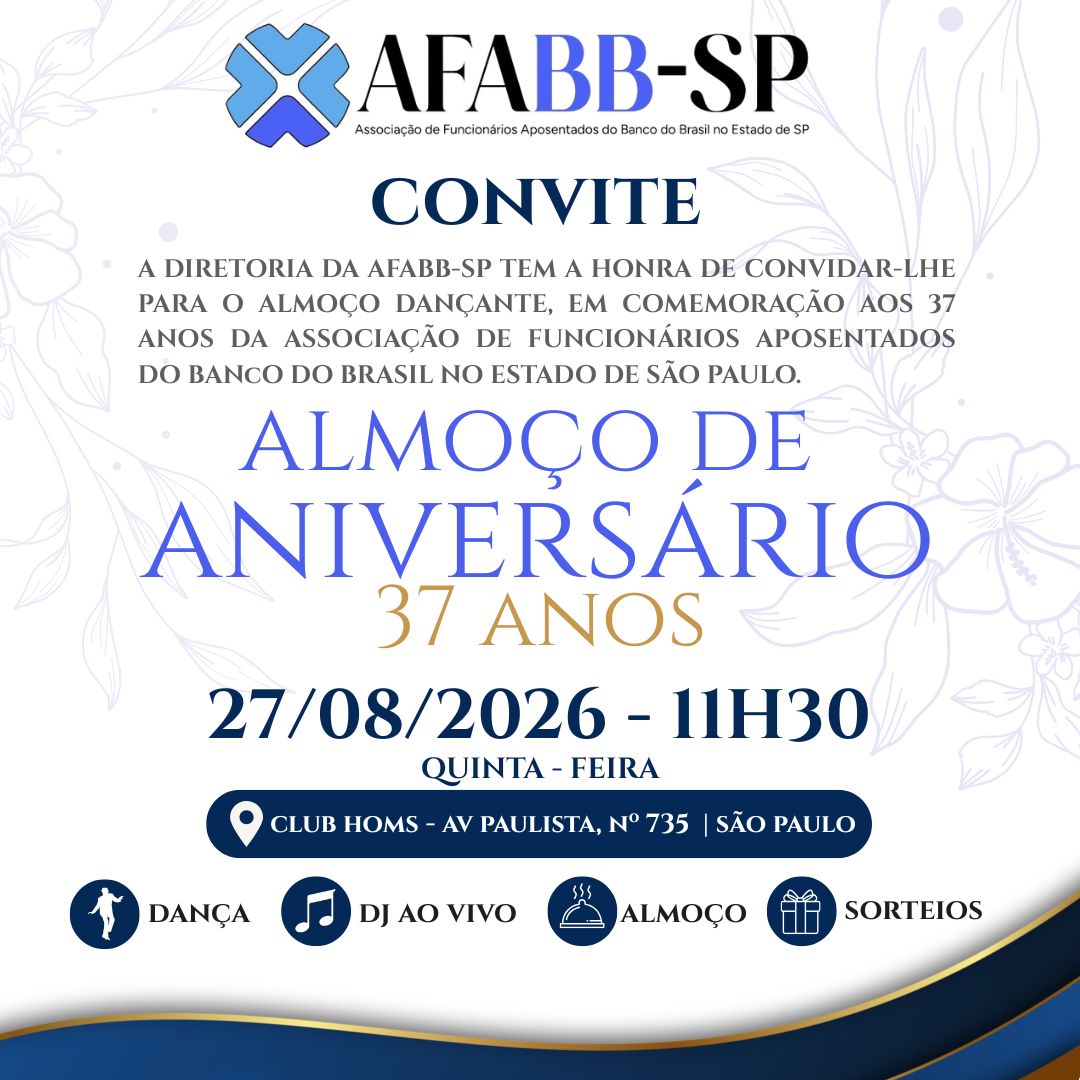 37 anos AFABB-SP - RESERVAS ESGOTADAS